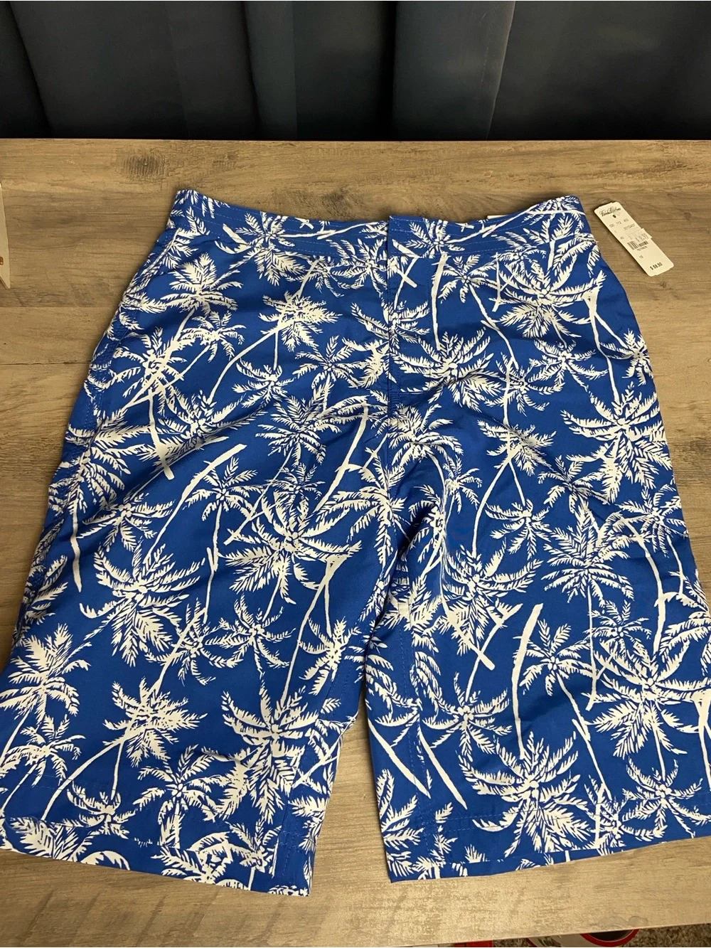 NWT Brooks Brothers Blue Palm Trees Lined‎ Swim Trunks Pockets Boys sz 12